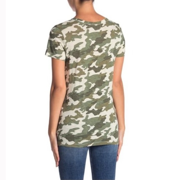 Susina Scoop Neck Slub T-Shirt In Olive Camo Size Medium - Picture 3 of 7